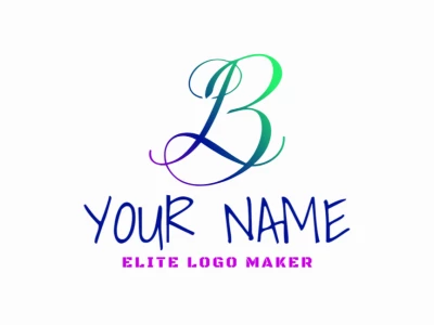 Creative logo featuring a cursive letter 'B' in a gradient style, blending colors smoothly for a modern and artistic look.