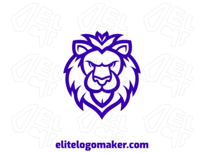 A customizable blue lion design with a symmetric style, perfect for a unique logo design.