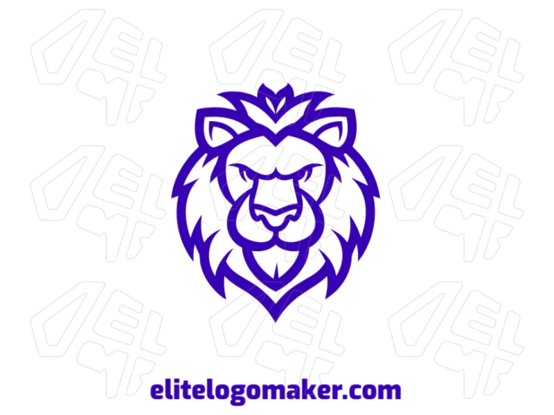 A customizable blue lion design with a symmetric style, perfect for a unique logo design.
