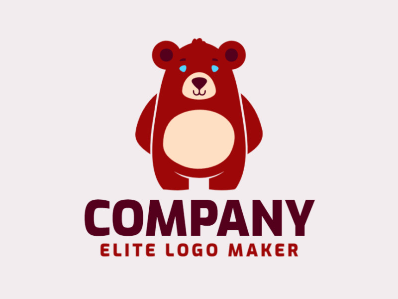 Un logotipo de mascota adorable con un oso lindo, encarnando calidez y amistad en una paleta de tonos azules, marrones y beige.