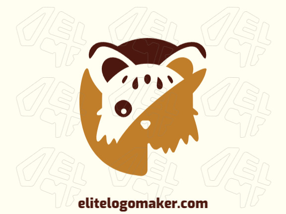 Minimalist logo with a refined design forming a cute cat, the colors used was brown and yellow.