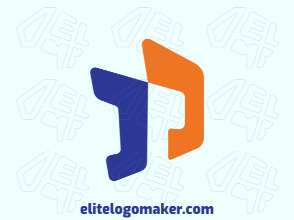 Create a vector logo for your company in the shape of a letter "D" combined with a letter "P", with an initial letter style, the colors used were blue and orange.