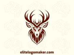 Logo template for sale in the shape of a deer, the colors used was orange and dark brown.