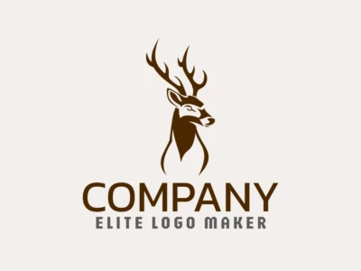 Minimalist logo created with abstract shapes forming a deer with the color brown.