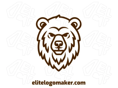 Um logo criativo com a cabeça detalhada de um urso selvagem em design simétrico, destacando força e natureza de forma marcante e artística.