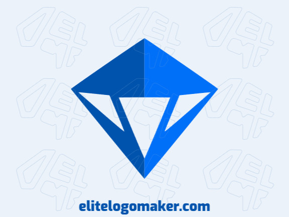 Logotipo simples com design refinado, formando um diamante com as cores azul e azul escuro.
