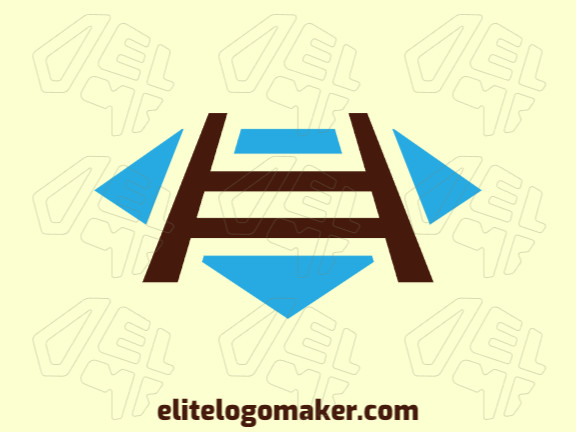 Logotipo criativo com design duplo sentido formando um diamante combinado com uma escada com as cores marrom e azul.