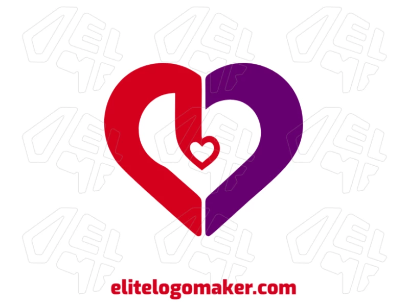 A graceful logo featuring a divided heart in red and purple, designed in a pictorial style, symbolizing love and balance.