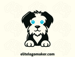 The template logo is in the shape of a dog with a childish design with blue and black colors.