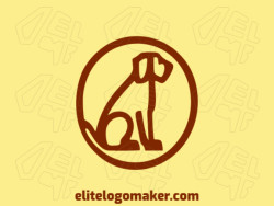 A monoline dark brown dog icon, offering a simple and timeless design for your logo.