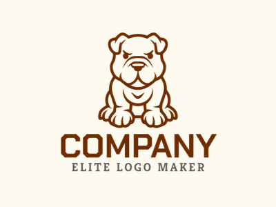 Un diseño de logo ideal y prominente con una ilustración vectorial de un perro en tonos cálidos de marrón.
