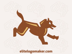 Animal logo with a refined design forming a dog with brown and yellow colors.