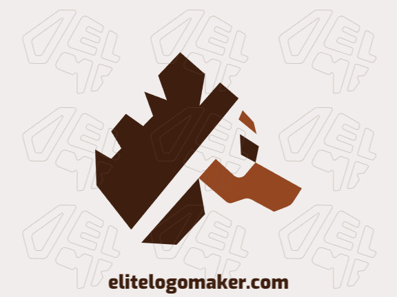 Simple and professional logo design in the shape of a dog head with simple style, the color used is brown.