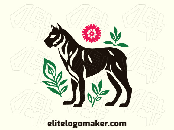 Professional logo in the shape of a dog combined with a flower with creative design and abstract style.