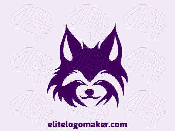 Um logotipo minimalista de cabeça de cachorro em roxo, capturando a essência da simplicidade e lealdade.