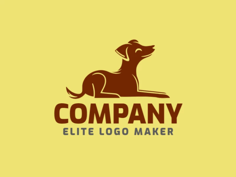 A unique and customizable abstract logo representing a dog lying down, offering a distinct and versatile design in shades of brown.