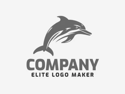 Vector logo in the shape of a dolphin with a mascot style and grey color.