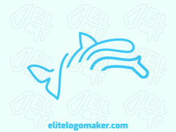 Animal logo in the shape of a dolphin composed of lines and abstract shapes with blue color.