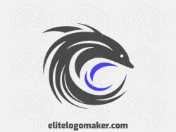 Modern logo in the shape of a dolphin with professional design and tribal style.