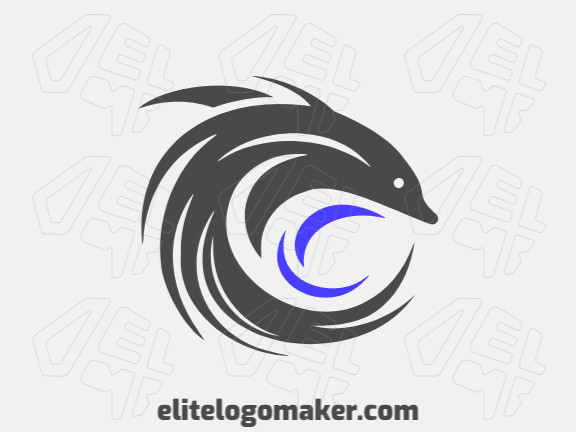 Logotipo moderno com a forma de um golfinho com design profissional e estilo tribal.