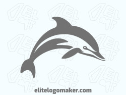 Vector logo in the shape of a dolphin jumping with minimalist style and grey color.