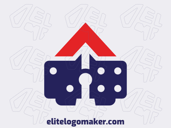 Logotipo criativo com a forma de um dominó combinado com uma casa, com design refinado e estilo abstrato.