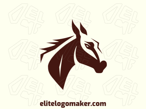 Logotipo disponível para venda com a forma de um burro com design minimalista e cor marrom.