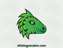 Vector logo in the shape of a dragon with gradient style with green, white, and yellow colors.