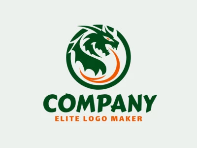 Crear su logotipo en línea con la forma de un dragón con colores personalizables y estilo tribal.