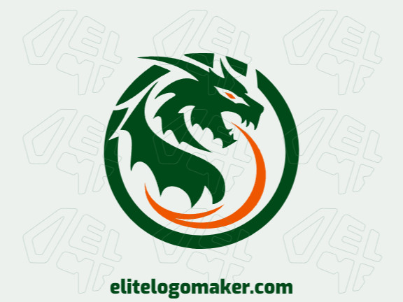 Crie seu logotipo online com a forma de um dragão com cores customizáveis e estilo tribal.