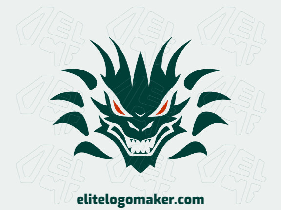 Logotipo simples com a forma de um dragão com design criativo.