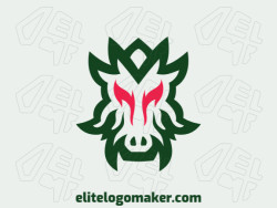 Abstract logo with a refined design, forming a dragon, the colors used was green and red.