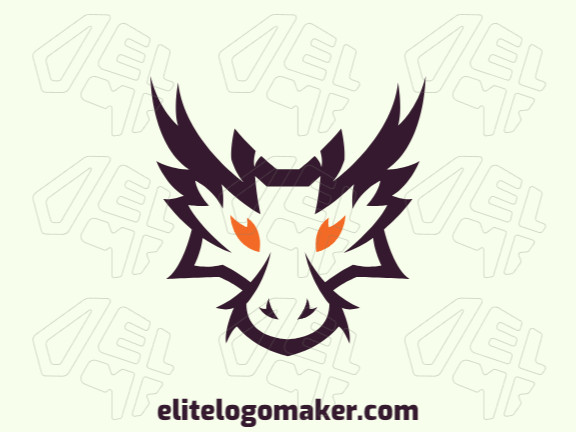 Crie seu logotipo online com a forma de um dragão, com cores customizáveis e estilo minimalista.