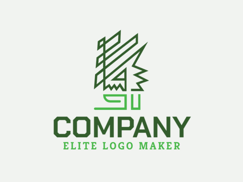 Logo template for sale in the shape of a dragon, the color used was green.