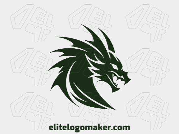 Logotipo abstrato com a forma de um dragão com design criativo.