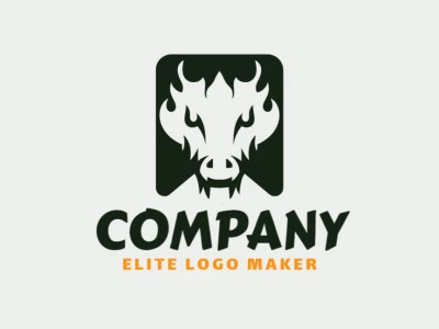 Professional logo in the shape of a dragon combined with a banner, with an abstract style, the color used was green.