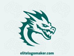 Logo with creative design, forming a dragon head with minimalist style and customizable colors.