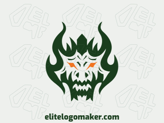 Crie seu logotipo online com a forma de uma cabeça de dragão com cores customizáveis e estilo abstrato.