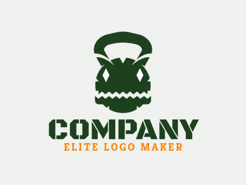 Creative logo in the shape of a dragon combined with a kettlebell, with a refined design and abstract style.