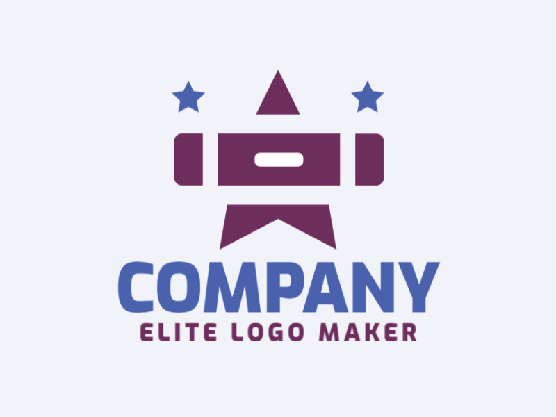 Logo with creative design, forming a drawer combined with stars, with abstract style and customizable colors.