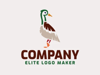 Logo design with the illustration of a duck with a unique design and illustrative style.