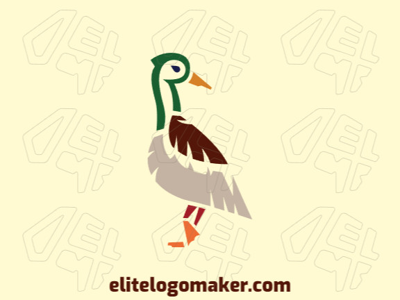 Logo design with the illustration of a duck with a unique design and illustrative style.