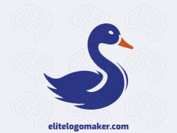 Customizable logo in the shape of a duck with a minimalist style, the colors used were dark blue and dark orange.