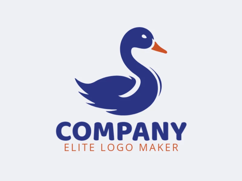 Logotipo personalizable en forma de un pato con un estilo minimalista, el color utilizado fue el azul oscuro.