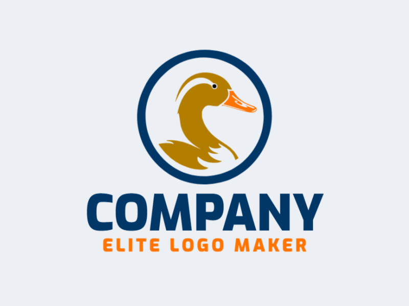 Logotipo customizável com a forma de um pato com design criativo e estilo circular.