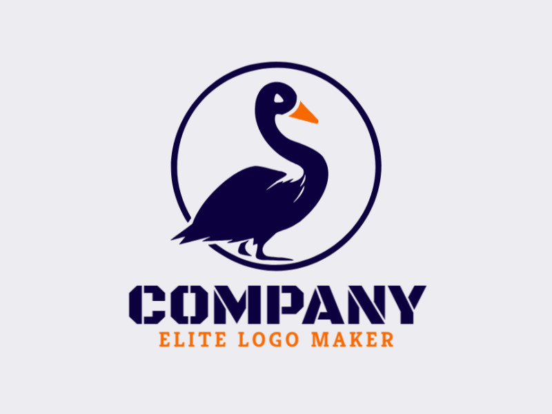 Logotipo memorável com a forma de um pato com estilo abstrato, e cores customizáveis.