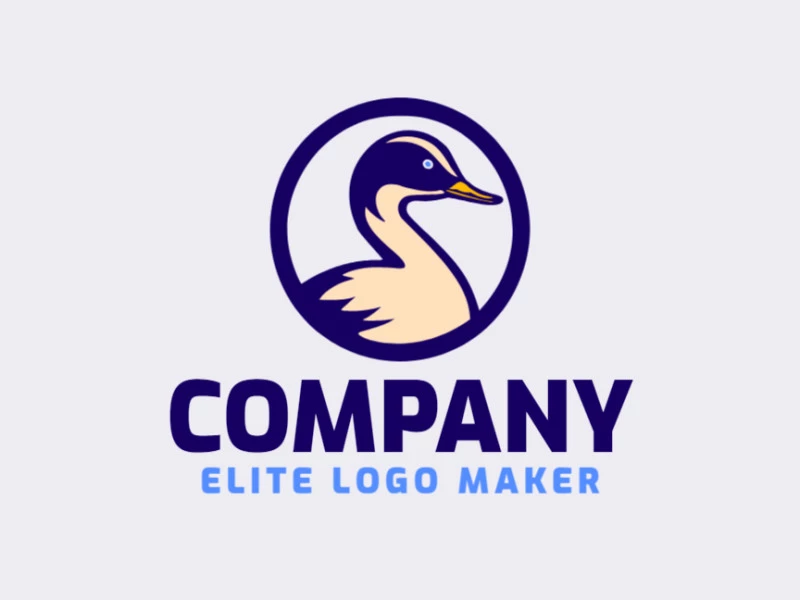 Logotipo vectorial en forma de un pato con diseño circular y colores negro y beige.