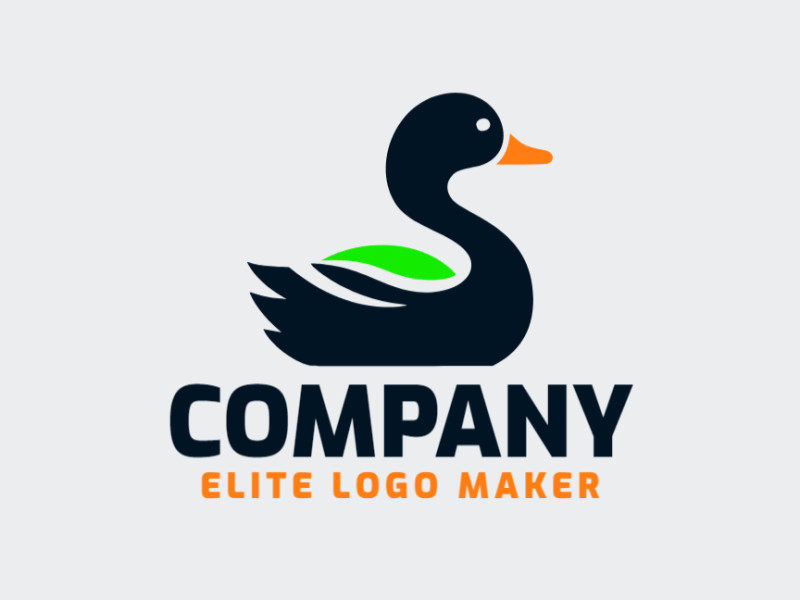 Logotipo customizável com a forma de um pato com design criativo e estilo minimalista.