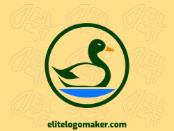 Create an ideal logo for your business in the shape of a duck with a minimalist style and customizable colors.