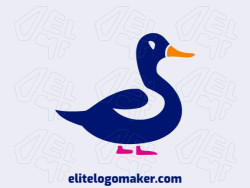 A minimalist duck logo, blending the vibrant shades of orange, pink, and dark blue into playful harmony.